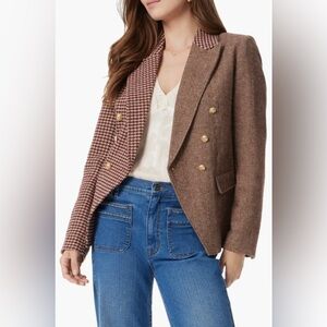 Sam Edelman Imogen Mix Pattern Double Breasted Blazer Brown‎ Women’s size Large